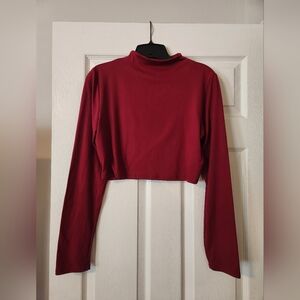 Burgandy Long Sleeve Cropped Top Size XL